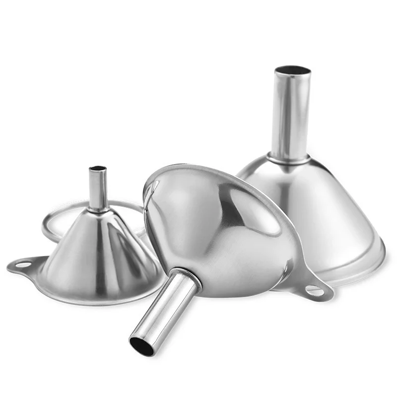 3Pcs Mini Small Mouth Funnel Stainless Steel Filling Hip Flask Beer Liquid Oil Kitchen Gadget Spice Wine Flask Filter Funnel