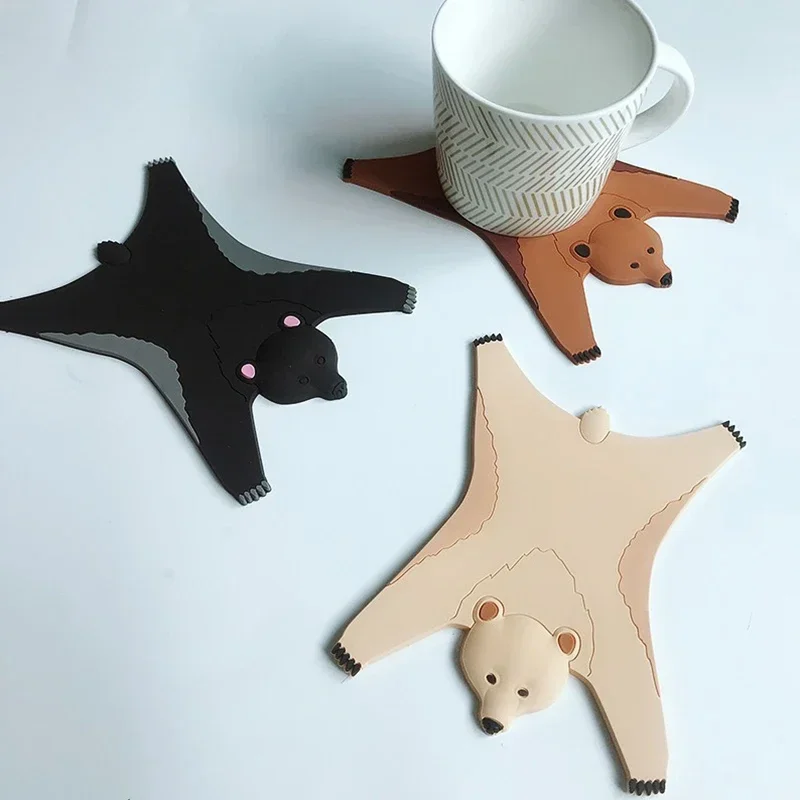 Non-slip Animal Shaped Silicone Cup Mat Holder Coffee Tea Drinks Cartoon Coaster Hot Drink Stand Kitchen Insulated Pad Accessori