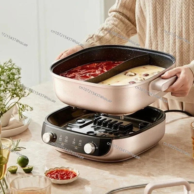 Electric hot pot - 6.5-liter large-capacity split-type cooking and boiling dual-control pot - non-stick coating treatment