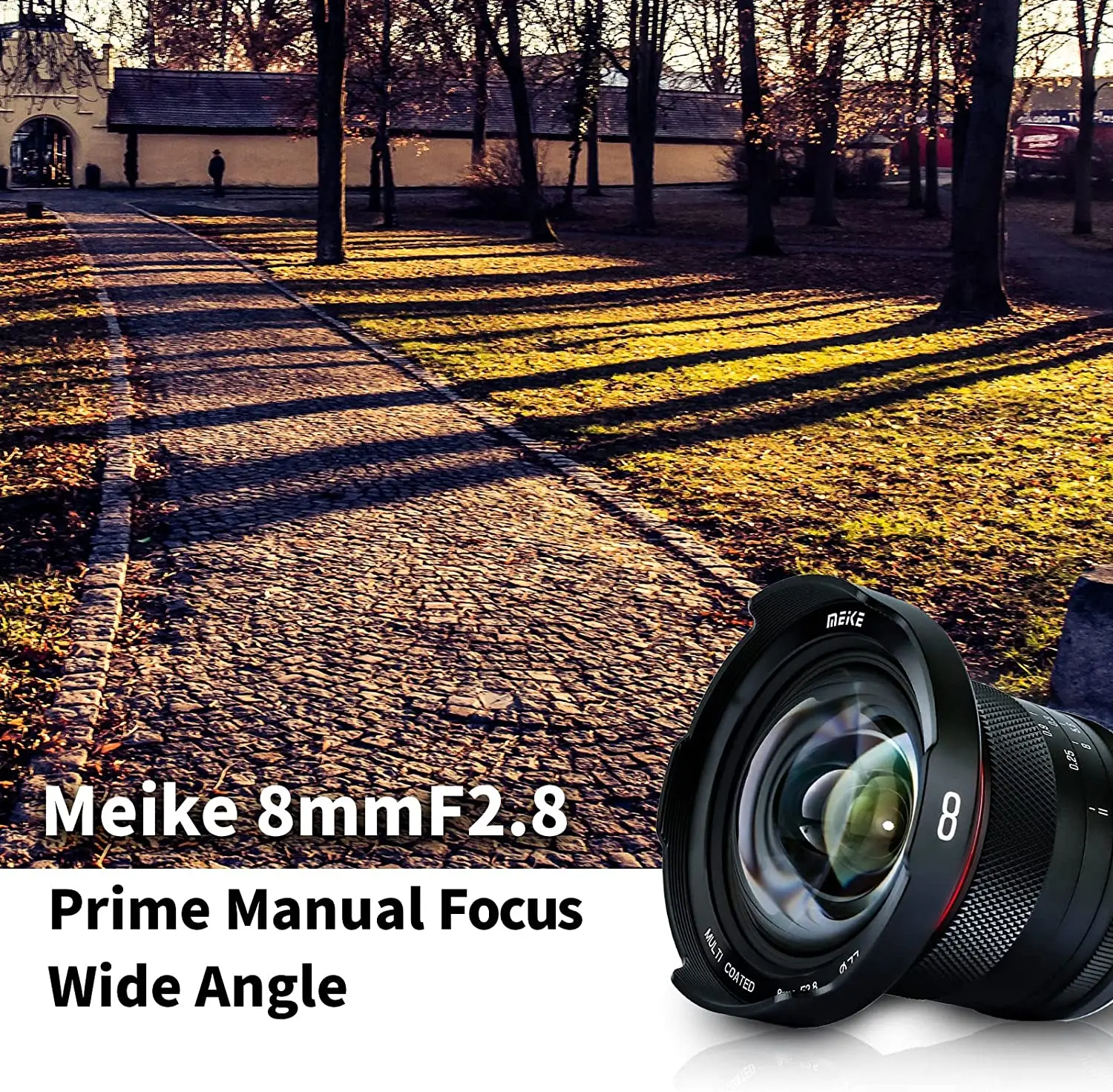 Meike 8mm F2.8 Prime Manual Focus Ultra-wide Angle and Zero Distortion Lens for Panasonic Lumix/ Olympus Micro 4/3 M43 Cameras