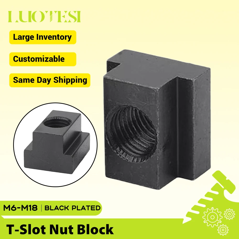 T-Nut-Block 8.8/10.9 aus schwarzem Kohlenstoffstahl M6 M8 M10 M12 M14 M16 M18 – Durchgehend geschlitzte T-Nut, Schlitzschlittenmuttern, Klemme DIN508