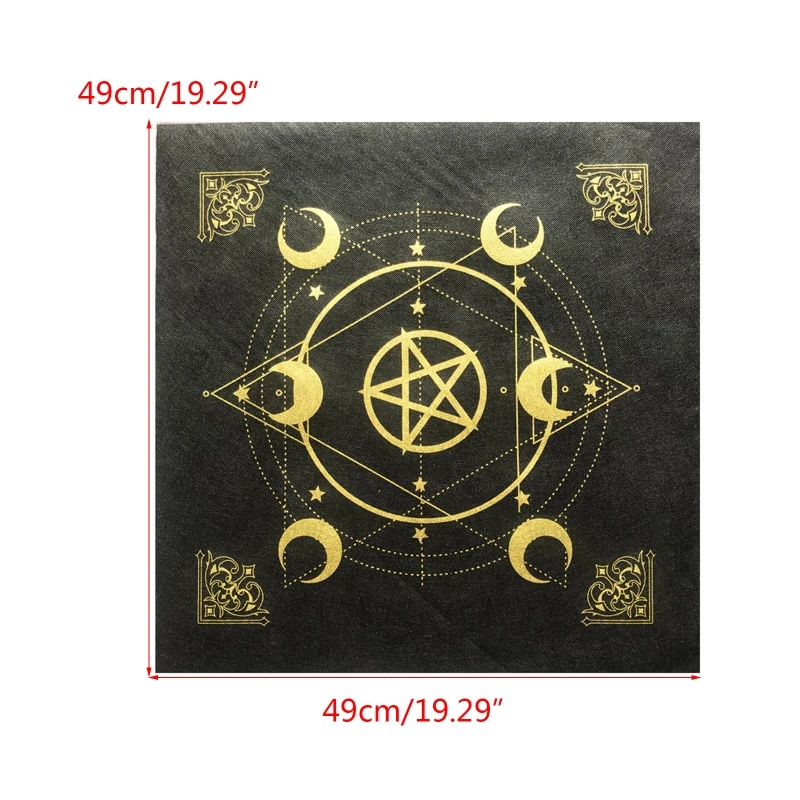 22 estilo tarots toalha de mesa lua tripla pentagramas pagão altar pano flanela tarots adivinhação pano astrologia jogo de tabuleiro 50x50cm