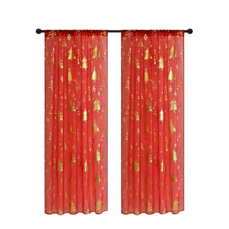 

THIVN-2 комплекты прозрачных рождественских штор с принтом снежинок для гостиной