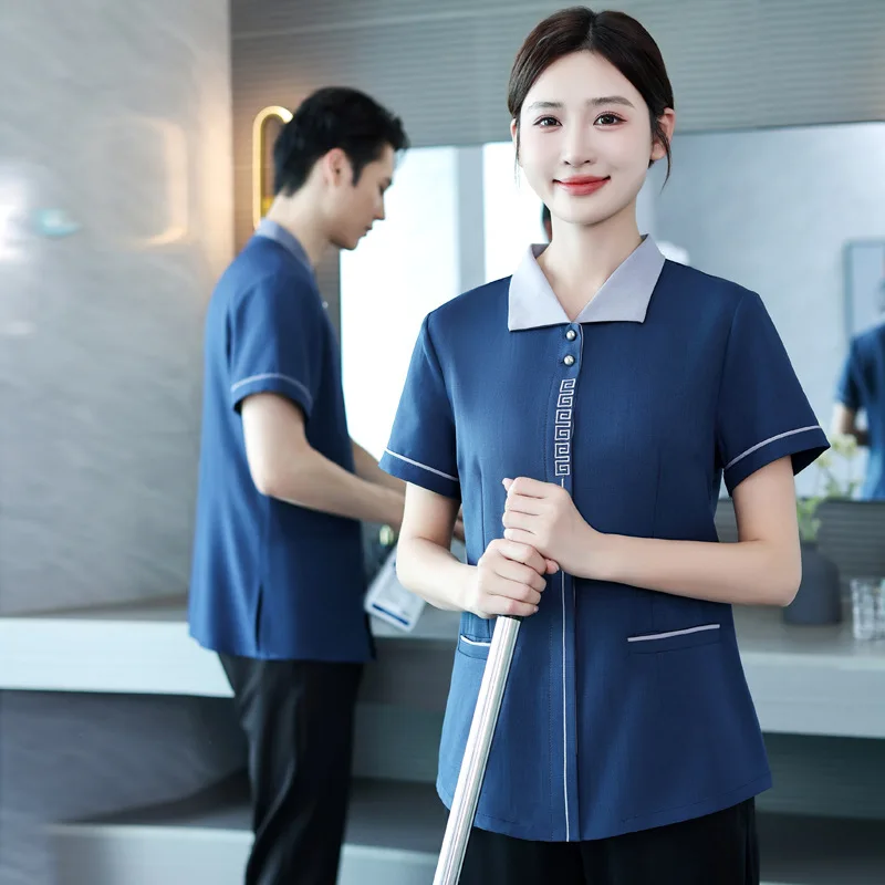 

Hotel Room Cleaner Uniform Property Hotel Mall Public Place Sanitation Worker Uniform Summer Short Sleeve