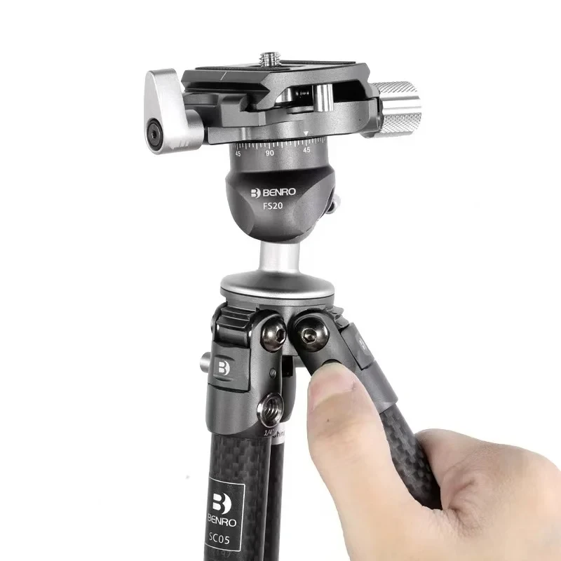 ขาตั้งกล้องสามขาแบบพกพาขนาดเล็กเดสก์ท็อปคาร์บอนไฟเบอร์ขาตั้งกล้อง FS20สำหรับ Live Show Vlog MAX LOADING 3kg SC05