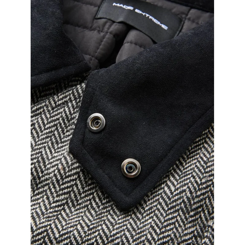 سترة قطنية عتيقة على الطراز الأمريكي من مزيج الصوف سهلة النجاح مع أزرار طائرة إصدار عريض قصير #6