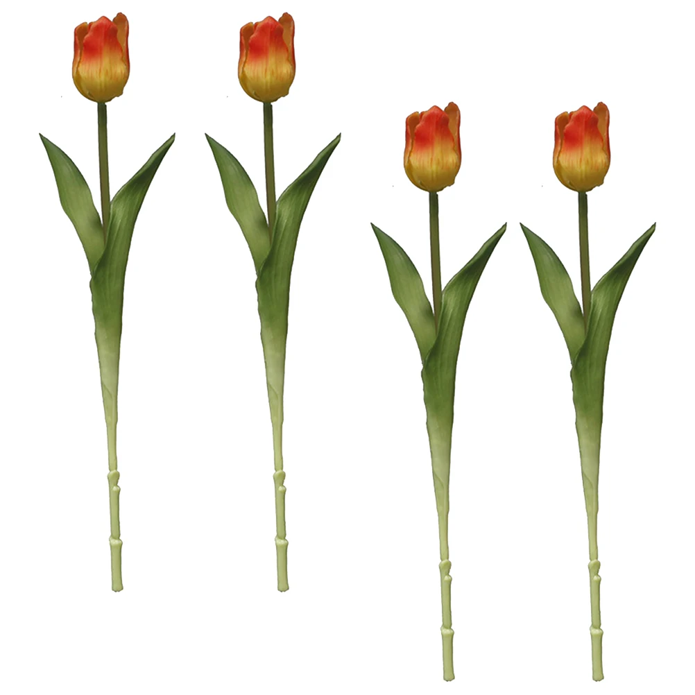 

4 Pcs Artificial Tulips Realistic Faux Flowers Portable Wedding Decor Vase Arrangement High Quality Lifelike