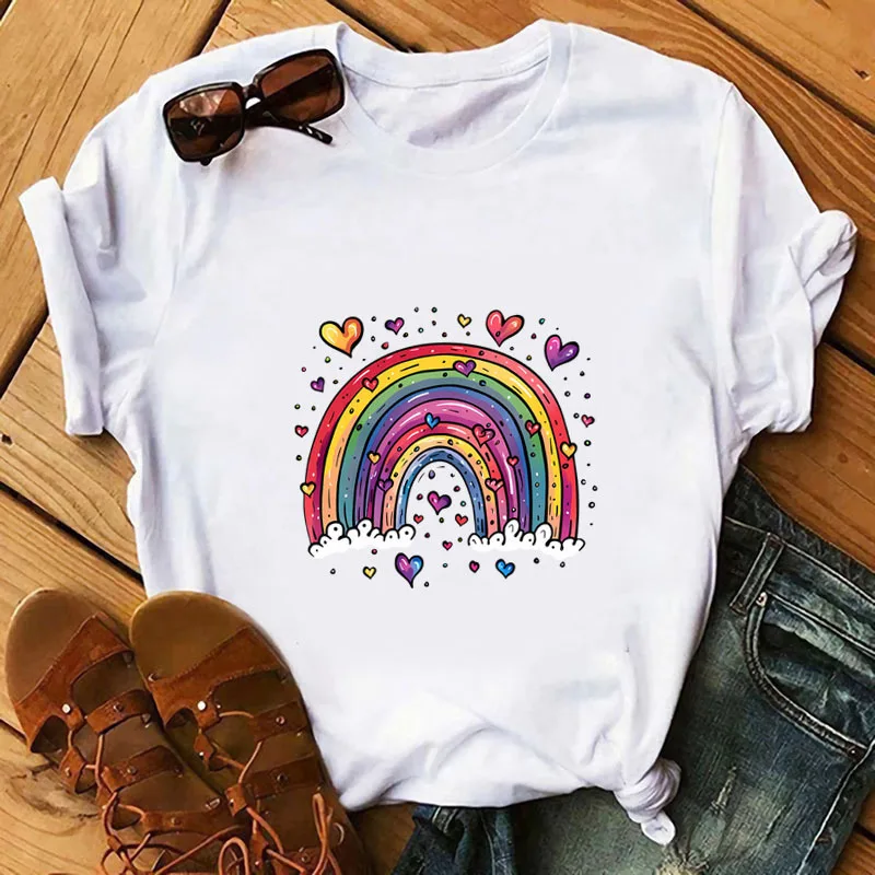 Cartoon Fashion Colorful Rainbow Happy Love Patches Hoodie Heat Transfer For Clothes Thermo Sticker Iron on Vinyl For T-shirt