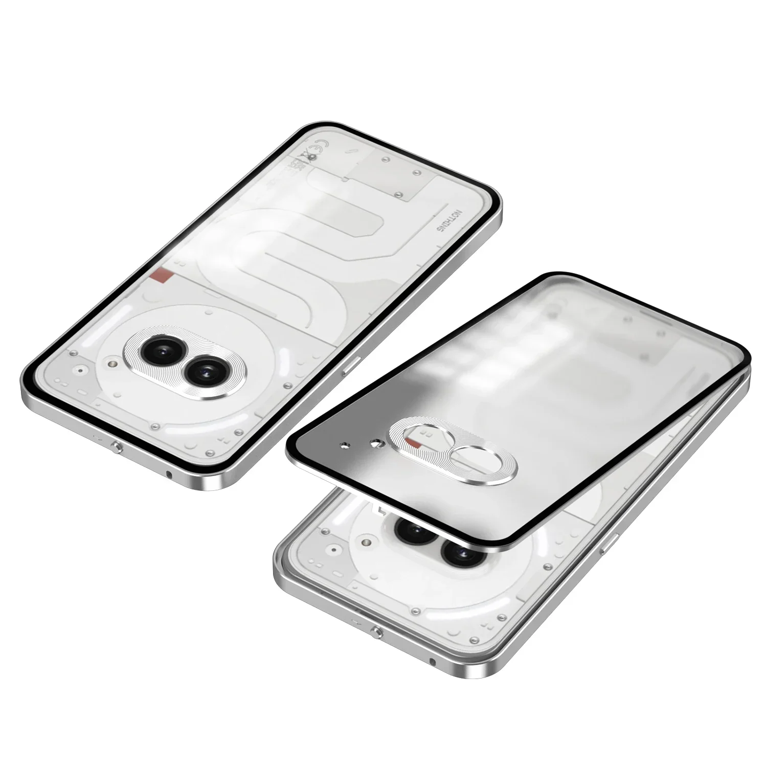 Magnetic Metal Bumper Phone Case for Nothing Phone 2 Matte Clear Back Cover Aluminum Alloy Frame for Nothing Phone 2A Plus Case