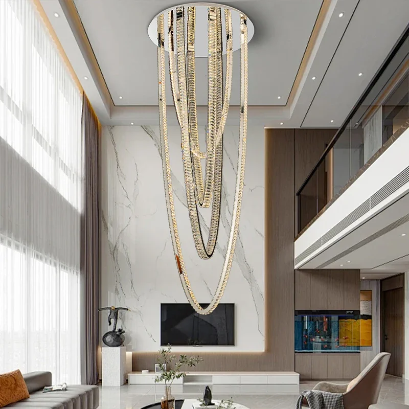 Modern home decoration crystal chandelier, stair Pendant lamp, living room Pendant lights, interior lighting