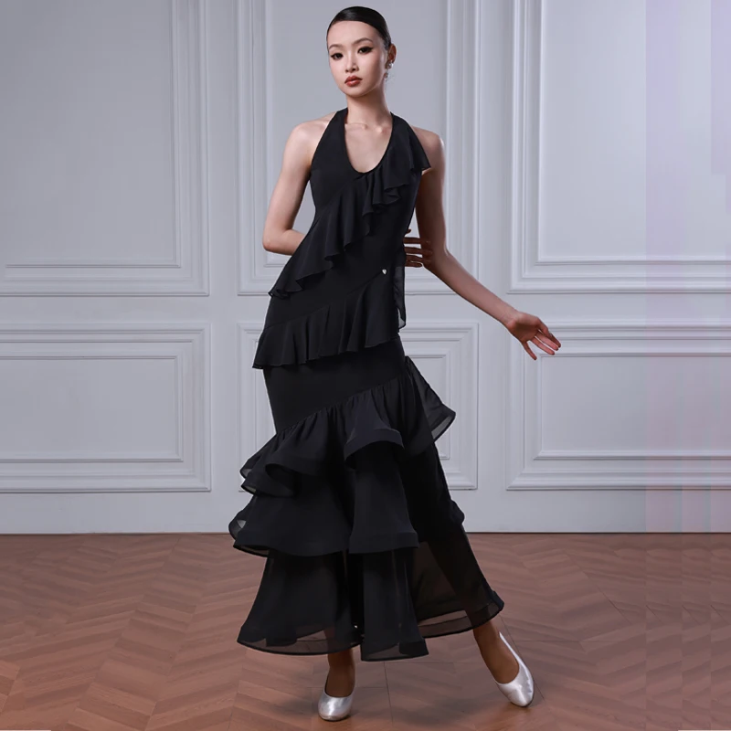 2026 Latin Dance Professional Dress Adults Waltz Ballroom Dance Competition Costume Women Halter Latin Dance Dresses SL16323