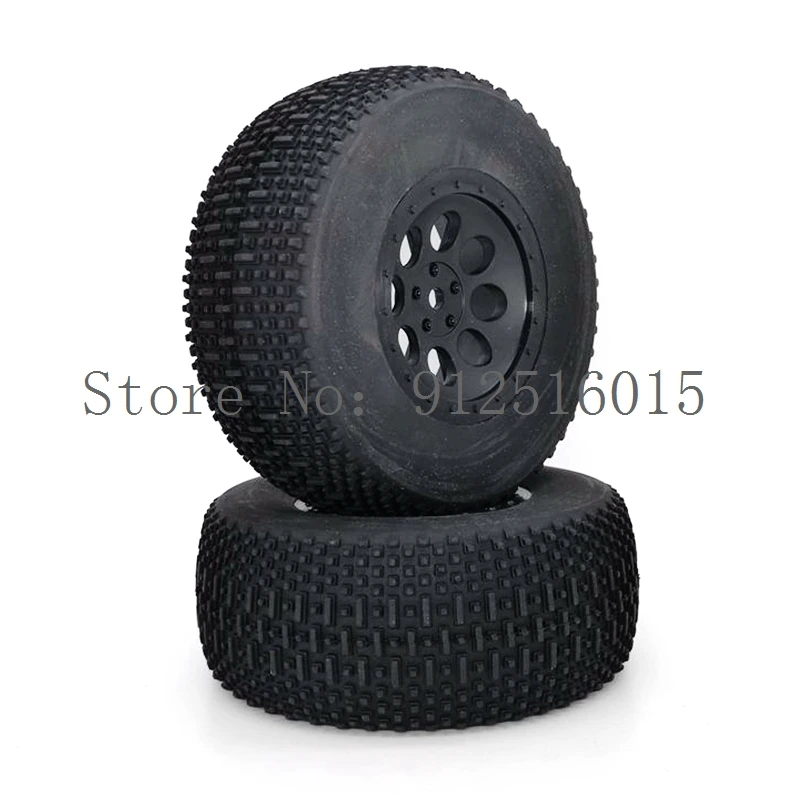 4PCS RC Short Course Truck 1/10 Tires & Plastic Wheels Rims OD110mm Rubber Tire Compatible with Tenacity Traxxas Slash HPI