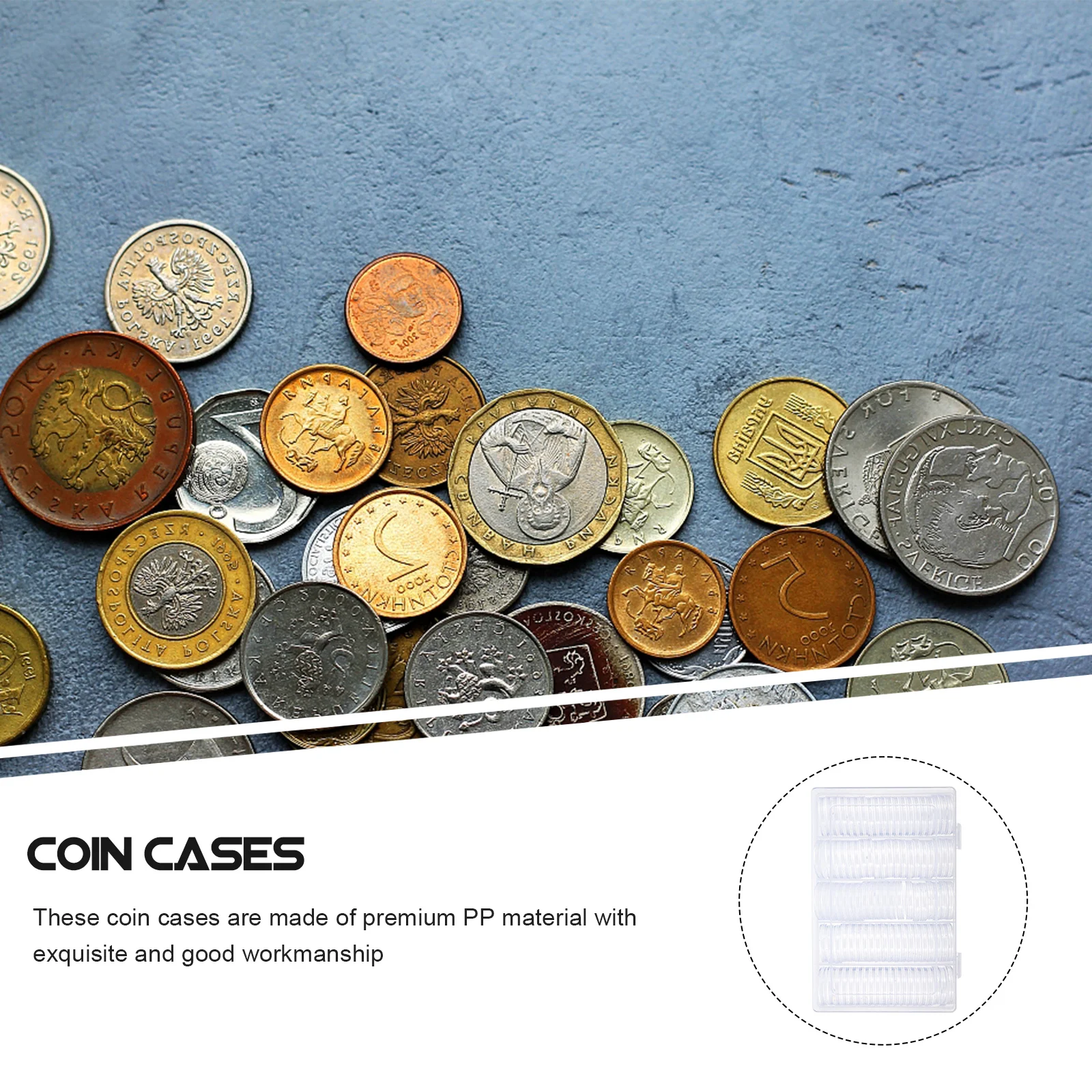 1Set Coin Storage Box Transparent PP Coin Holder Clear Round Case Coins Display Protective Case for Collector Use