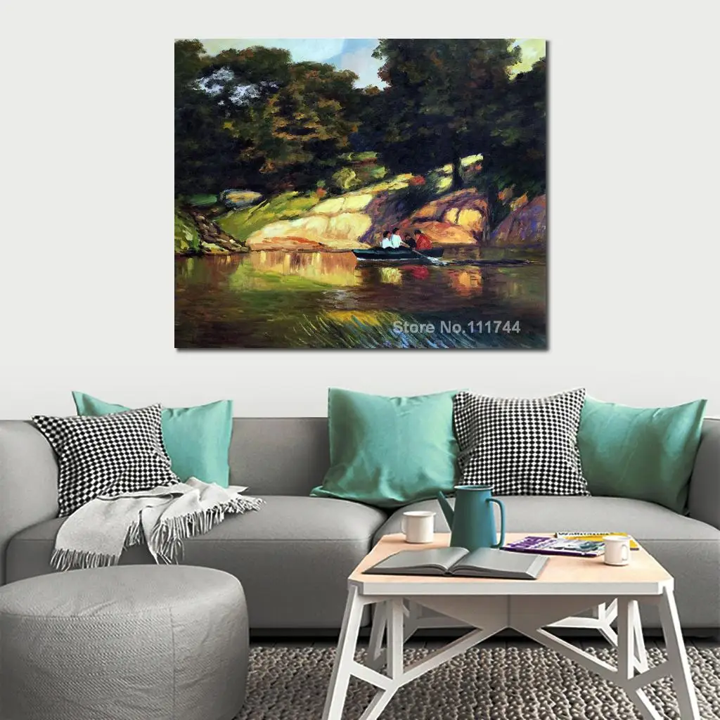 Paintings for Kids Bedroom Boating in Central Park by Edward Henry Potthast Beach Wall Art Hand Painted High Quality