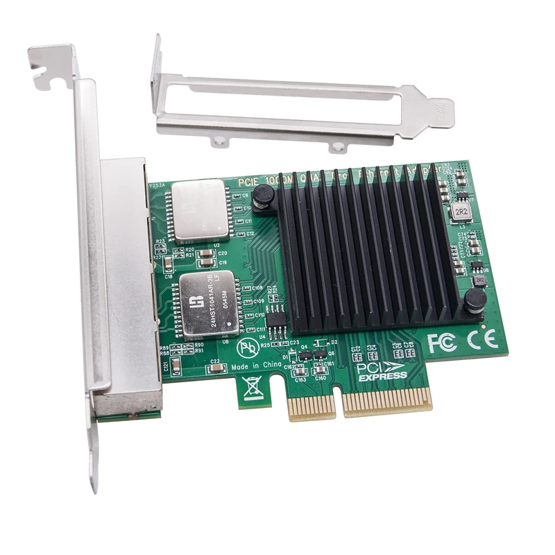 4Port Network Card I350-T4V2 I350AM4 Chip PCI Express X4 to Quad RJ45 NIC 10/100/1000Mb Gigabit Ethernet Lan Card for PC Desktop