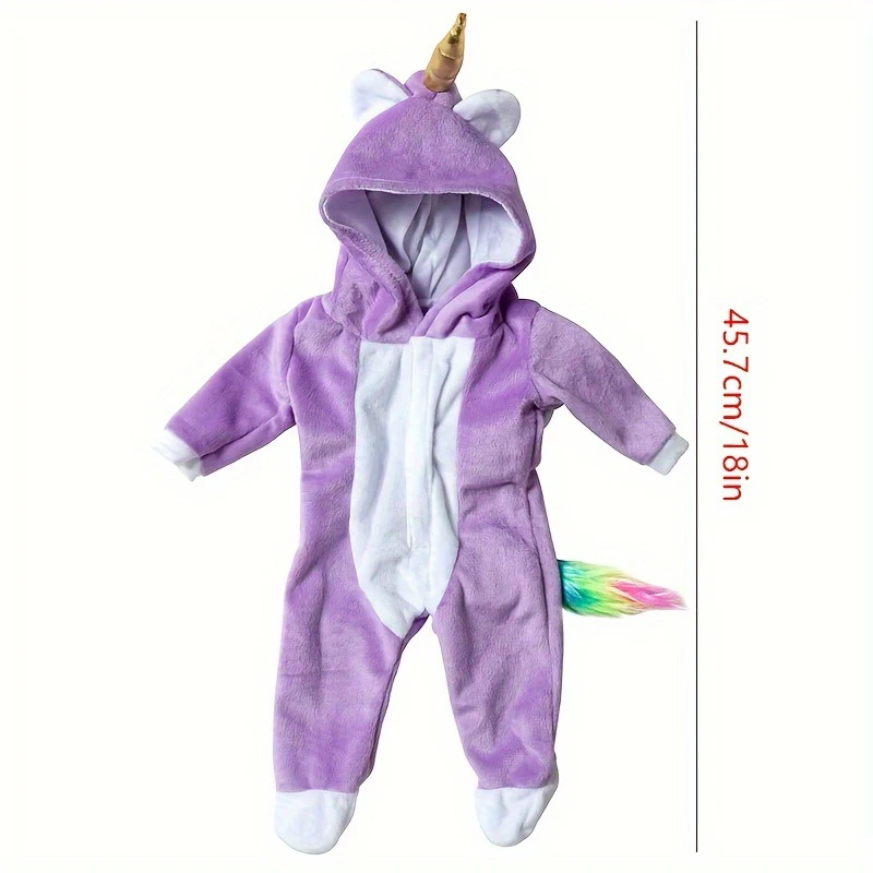 ベビードール服 18 インチ/45 センチメートル生まれたベビードール毛皮ユニコーン衣装セットリボーンベベ人形コートパーカースーツ人形おもちゃ着用