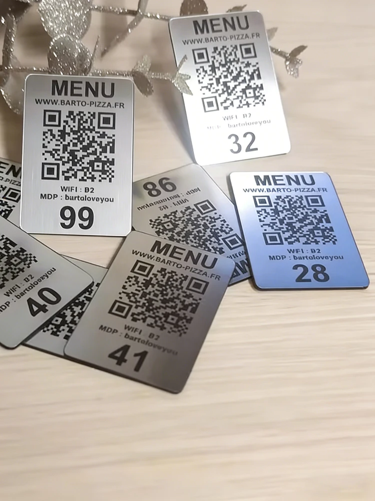 Hurtowe, personalizowane metalowe tabliczki z kodem QR, samoprzylepne tabliczki z kodem płatniczym, tabliczki WiFi, karty zamówień, wodoodporne tabliczki z numerami stołów do sklepów. — 2