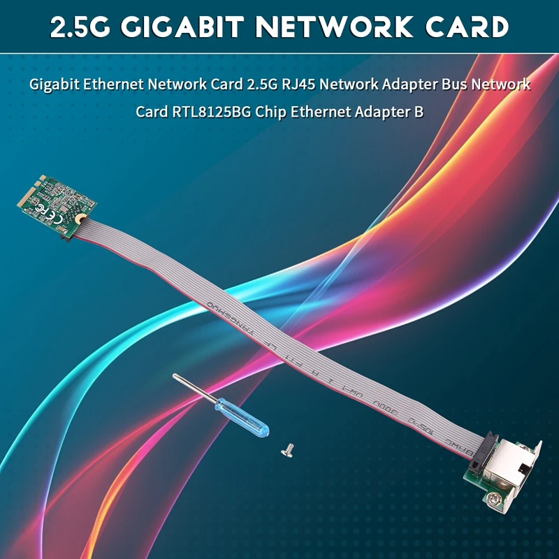 Gigabit Ethernet Network Card 2.5G RJ45 Network Adapter Bus Network Card RTL8125BG Chip Ethernet Adapter M.2 A+E/Straight Pin