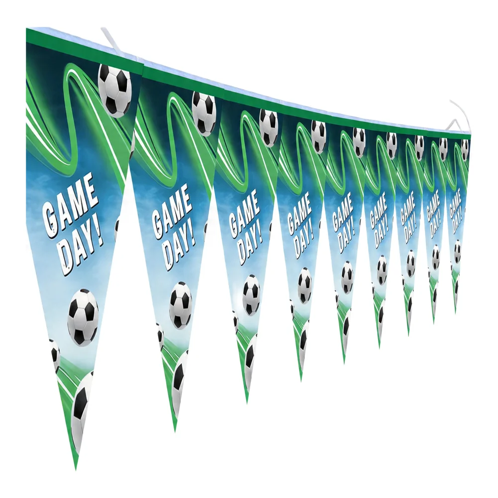 4pcs Soccer Party Banner Set 11.2m Total Length Colorful Paper Pennants for Birthday For Game Day Team Decor 4pcs