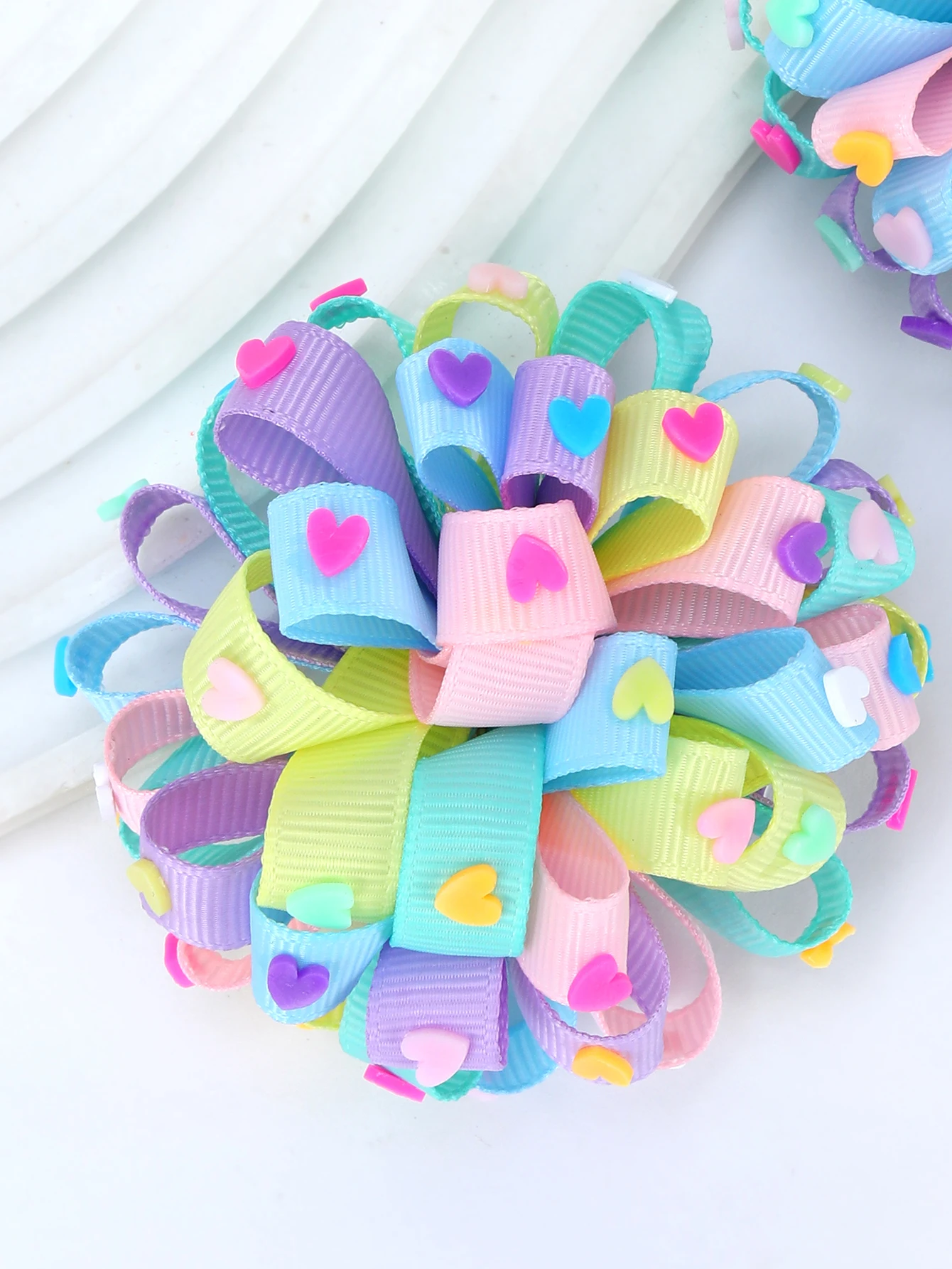 2pcs/Pack Cute Colorful  Flower Hair Clips with Heart Shaped Accessories Decoration Hair Clips for Girls Kids Hair Accessoires