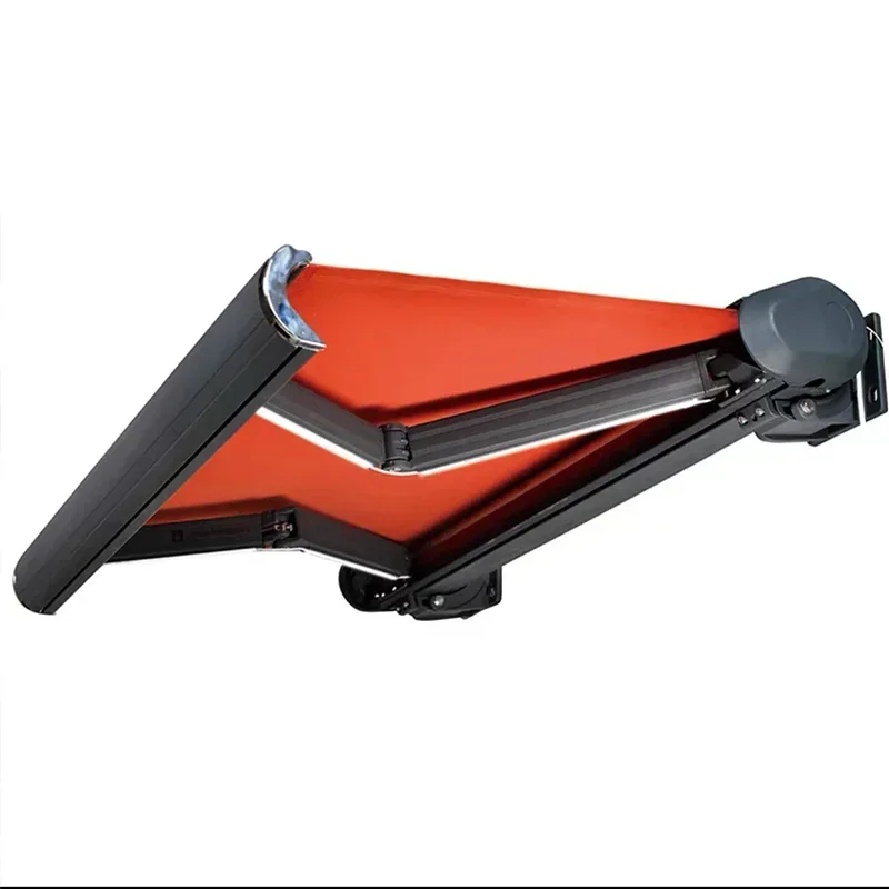 

Outdoor automatic retractable sunshade aluminum alloy electric sunshade electric remote control with LED