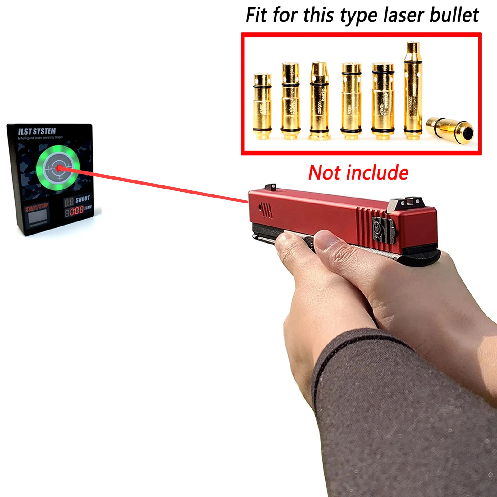 9mm .38 Super .223 Rem .380 ACP .40 S&W .45 ACP Dry Fire Shooting Training Laser Bullet Target J10C Gun Sound Feedback Receiver