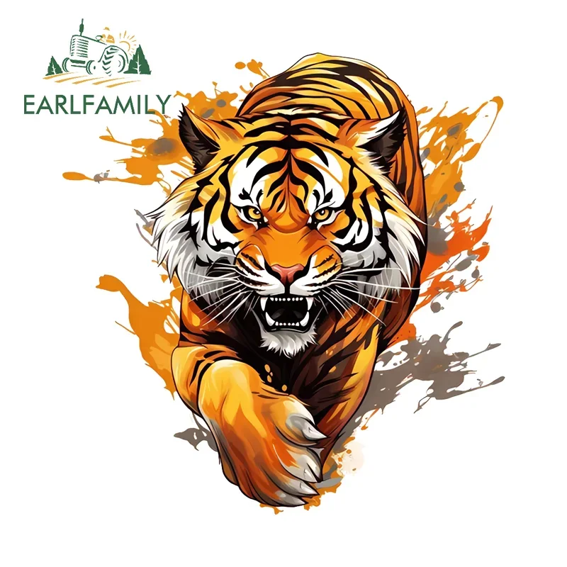 EARLFAMILY Running Tiger Car Stickers Personality Creative Truck Vinyl JDM Stickers Decals Suitable For Windows RV ATV Decor