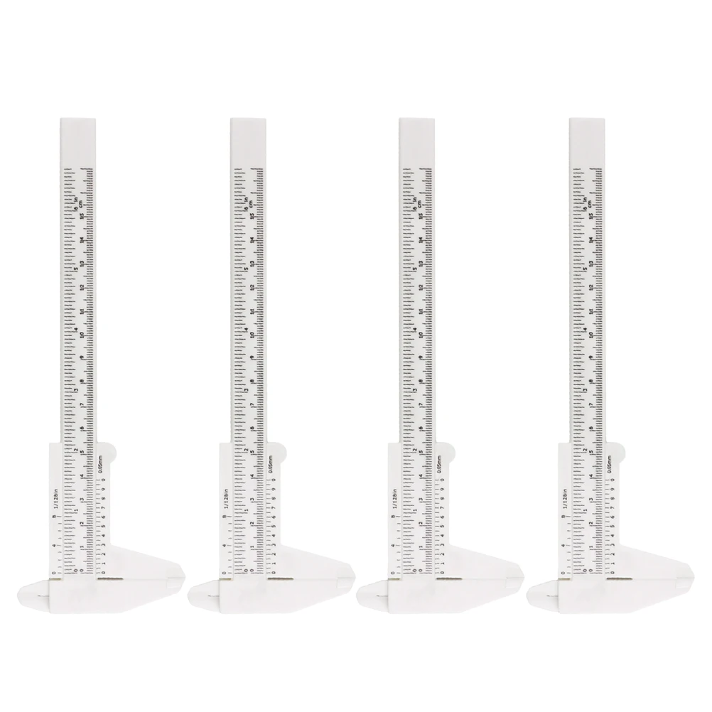 

4Pcs Plastic Mini Vernier Caliper Metric Portable Sliding Pocket Caliper Ruler Gauge Micrometer Measuring Tool(White)