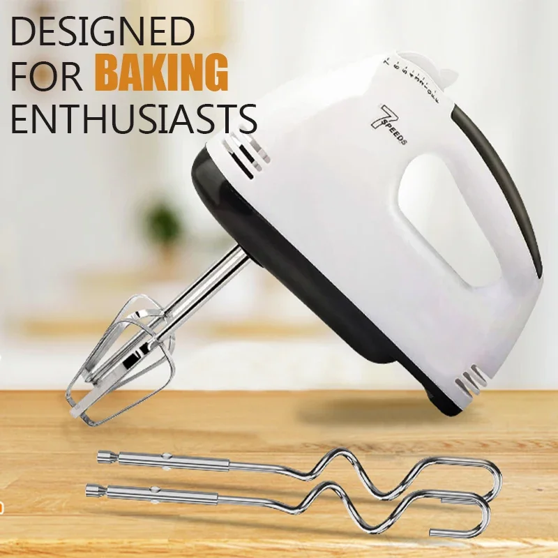 7-Speed Electric Hand Mixer with Whisk Handmixer Electric Handheld 7 Speed Portable Kitchen Mixer Electric Food Beater