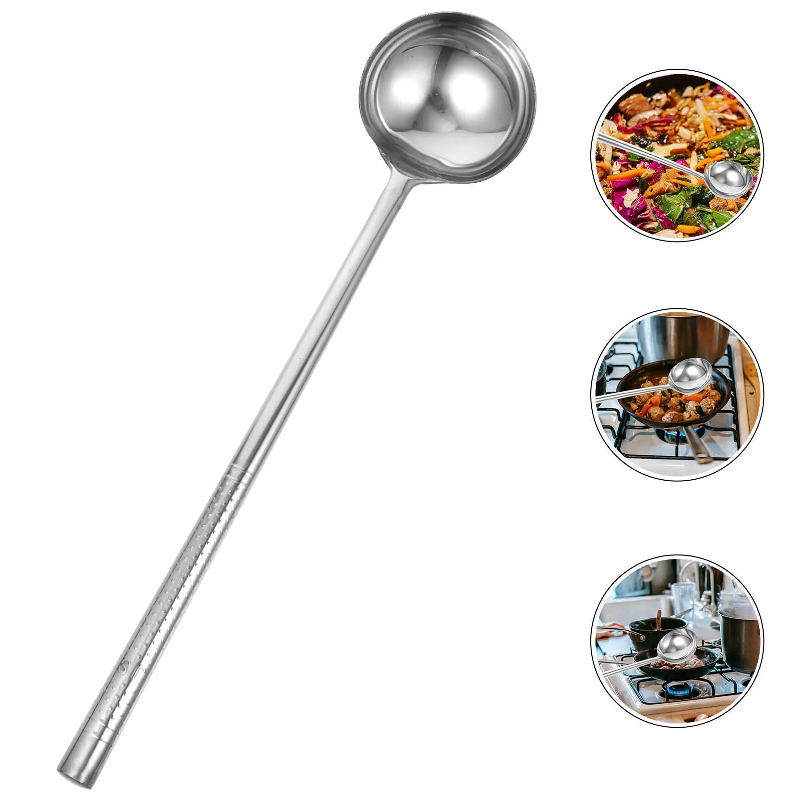 

Stainless Steel Cooking Spoon Ladle Long Handle Durable Rustproof Kitchen Utensil Wok Soup Serving Spoon Wok Tools