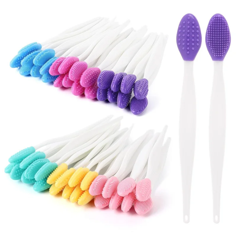 

【48 Pack Double-Sided Silicone Scrubbers】Exfoliating Facial Brushes for Blackheads, Lips, Body