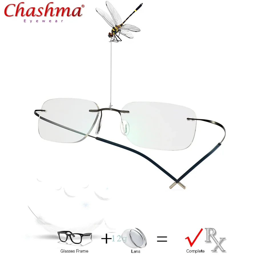 

Titanium Eyeglasses Frame with Prescription Optical Rimless Eyewear Hyperopia Myopia for Sight Progressive Women Glasses