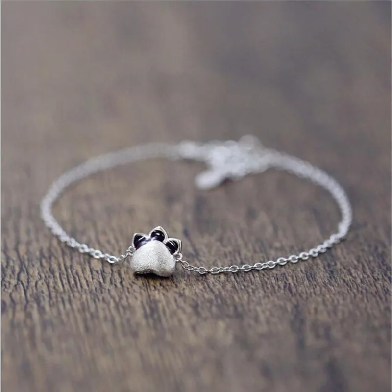 Female High-quality 925 Sterling Silver Jewelry Short Paragraph accessories Cat Kit Sweet Bracelet     SL038