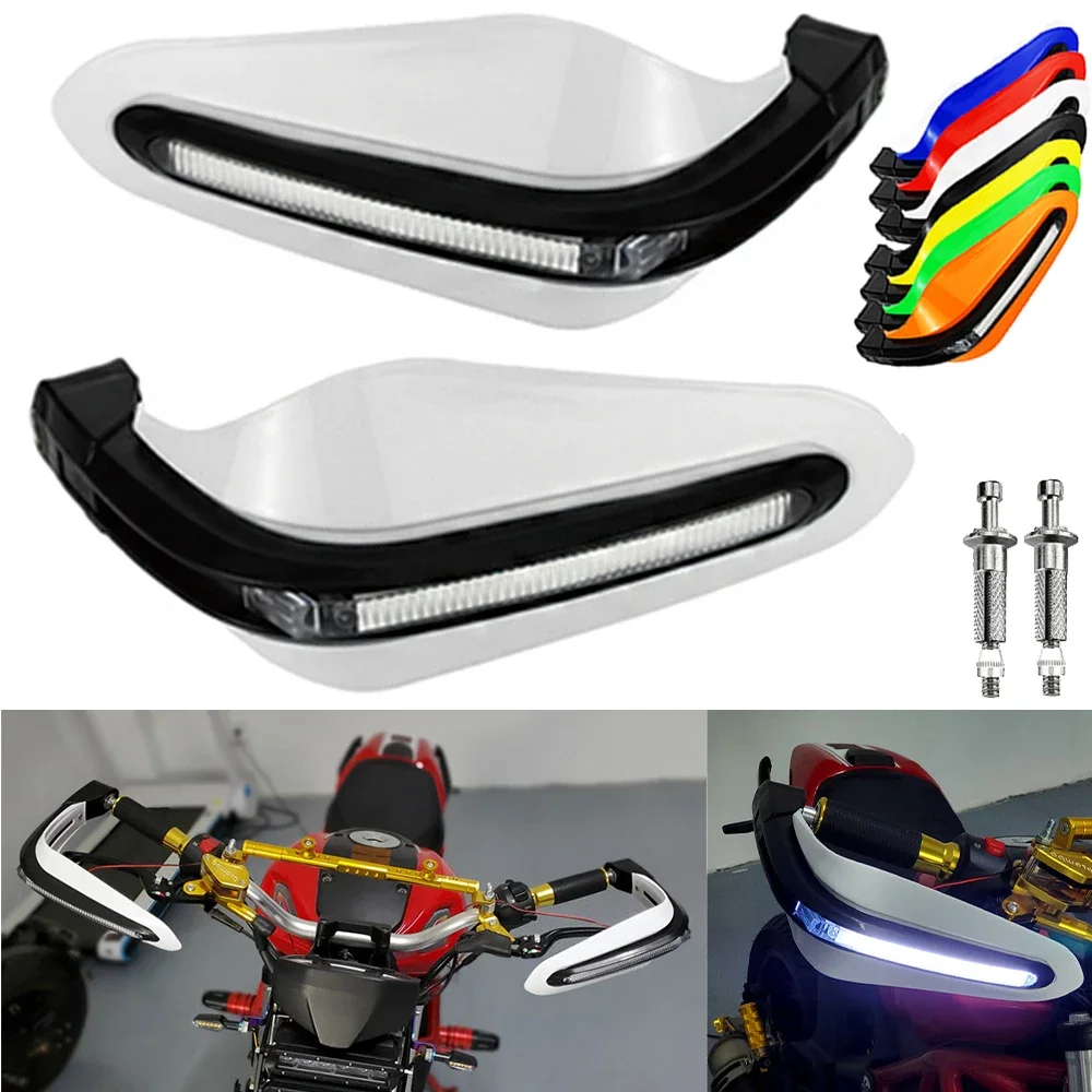 Motorcycle Hand Guard Shield Motorbike Turn Signal Lights Covers LED Flashing Waterproof Protector Dirt Bike Enduro Handguard