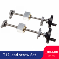 handwheel lead guide rail screw T12 lead screw 12mm 250 300 400 500mm + Vertical bracket DIY simple slide cnc
