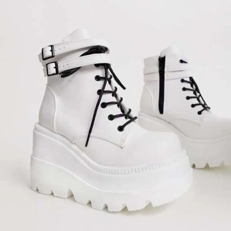 Women Boots New Gothic Super High Heel Boots Platform Luxury Designer Shoes Ladies Cosplay Wedges Punk Shoes Women's Short Boots