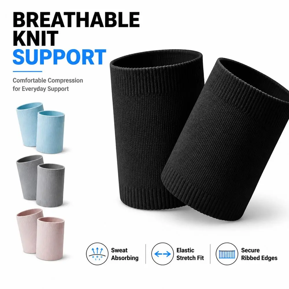 1Pair Breathable Sports Wrist Supports Sweat Absorbing Seamless Tube Knitted Wrist Guards Elastic Knitted Stretch Fit