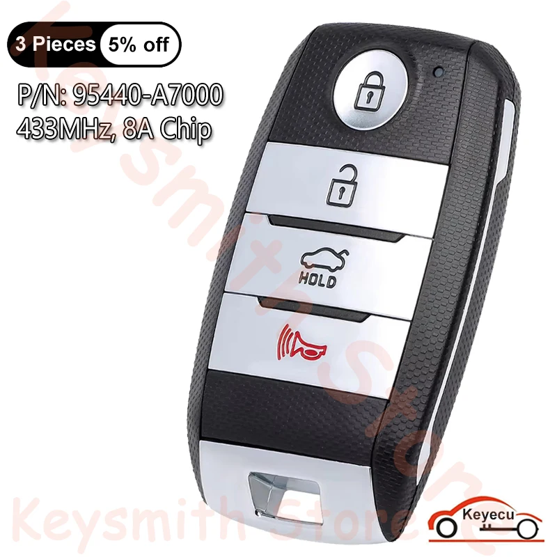 

KEYECU 4 кнопки 433 МГц 8A чип для KIA K3 2013 2014 Forte 2015 2016 Авто Смарт-пульт дистанционного управления брелок 95440-A7000