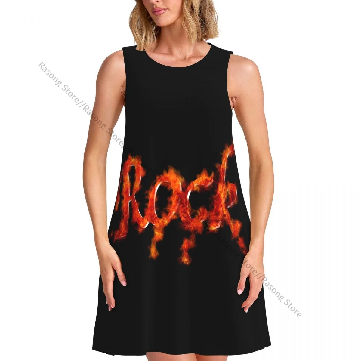 Women's Dress Summer Casual T Shirt Dresses Beach Cover up Rock Tank Dress