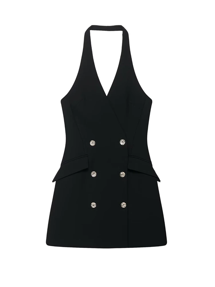 Feminino trespassado halter mini vestido com decote em v sem costas moda feminina vestidos mujer