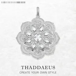 Pendant White Stoen Lotus Flower Real Pure 925 Sterling Silver Fine Jewelry Bijoux Accessories Romantic Gift For Women Girls