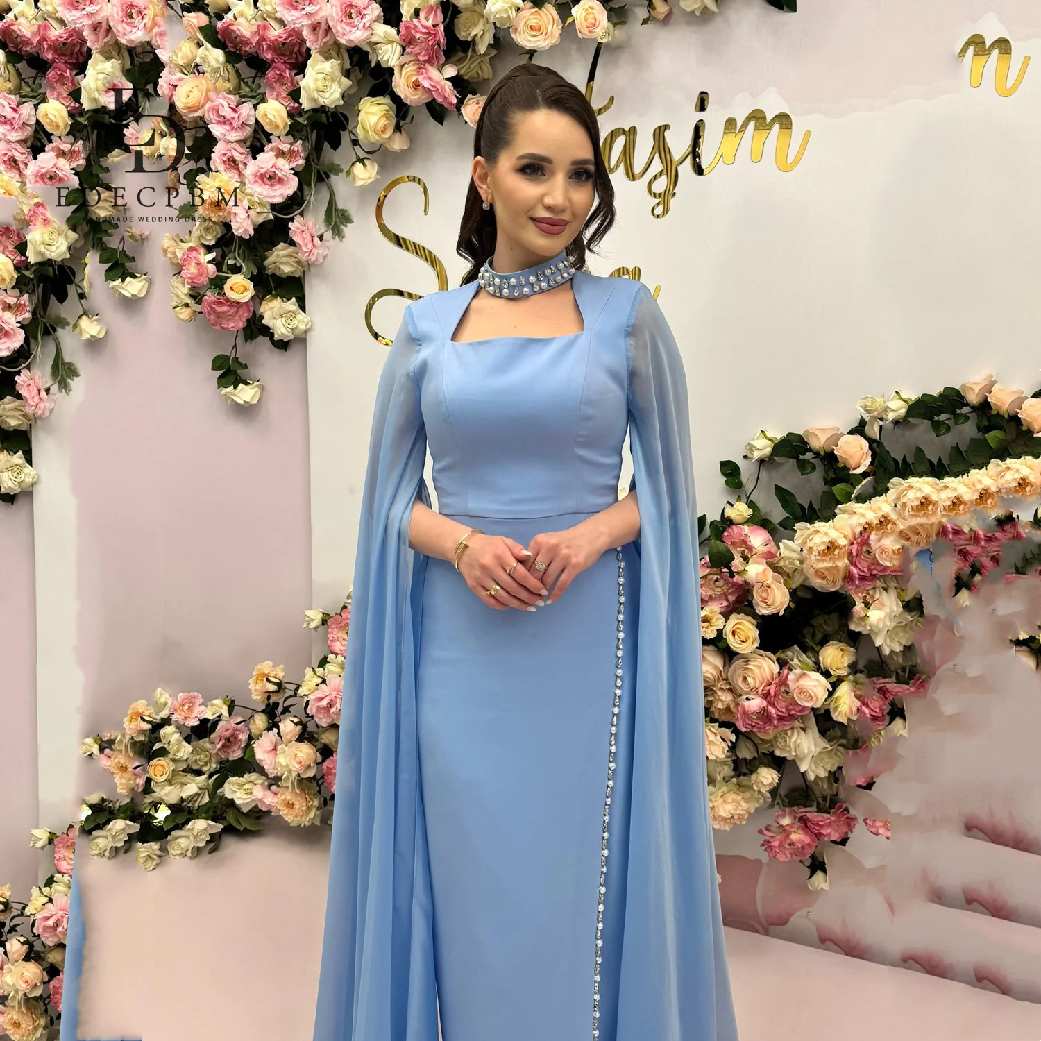 

EDECPBM Шаль Роскошные женские вечерние платья для особых случаев Vestidos De Festa فساتين سهرة Синее платье для выпускного вечера по индивидуальному заказу