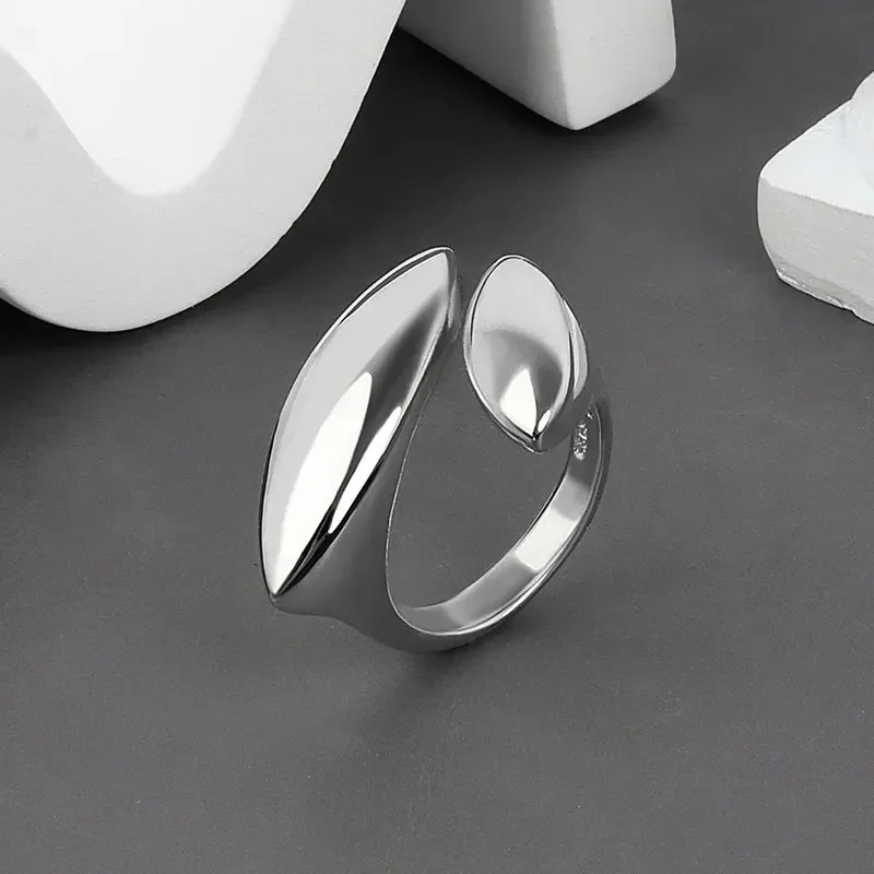 Women's 925 Sterling Silver Open Geometric Ring, Handmade