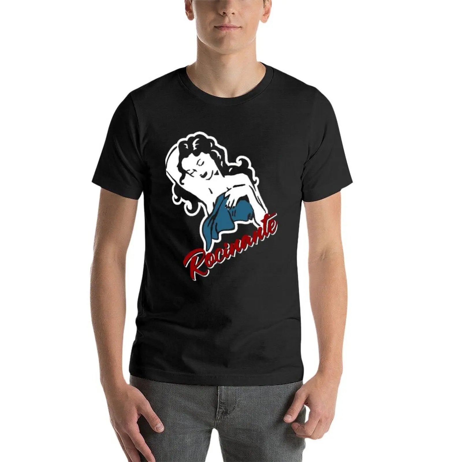 Camiseta ROCINANTE para hombre, ropa kawaii, camisetas gráficas, camisetas bonitas, camisetas negras lisas