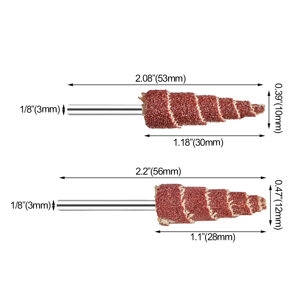 Cabezal de molienda de 10mm/12mm, cono de aleta de papel de lija, accesorios Dremel, herramienta rotativa de grano 80-600