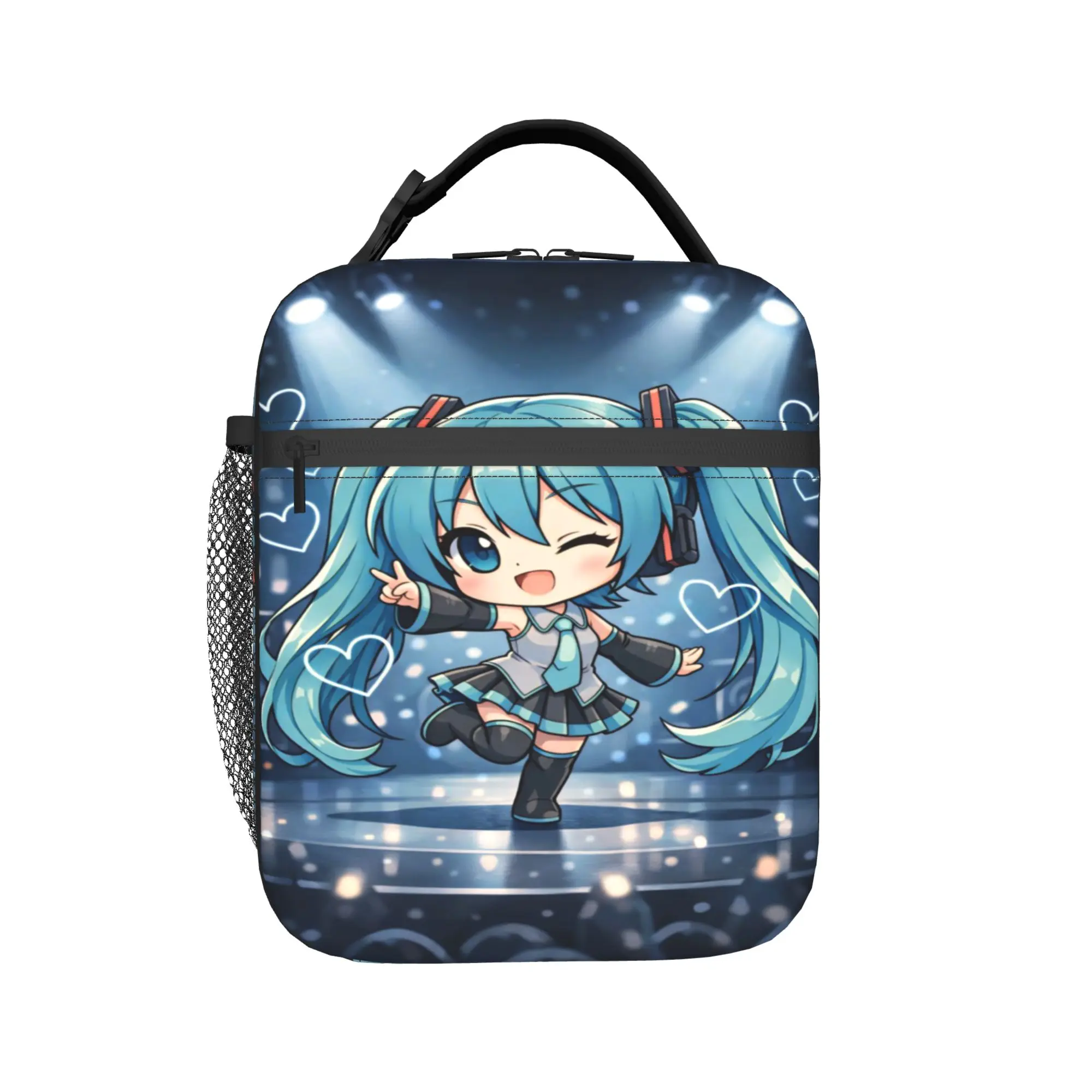

Custom Hatsunes Anime Mikus Lunch Bag Women Warm Cooler Insulated Lunch Box for School