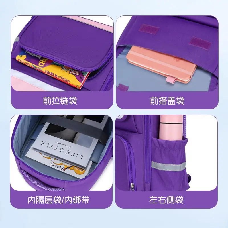 My Little Pony Twilight Sparkle การ์ตูนน่ารักกระเป๋าเป้สะพายหลังน้ําหนักเบากระเป๋านักเรียนป้องกันกระดูกสันหลังสําหรับนักเรียนชั้นประถมศึกษา