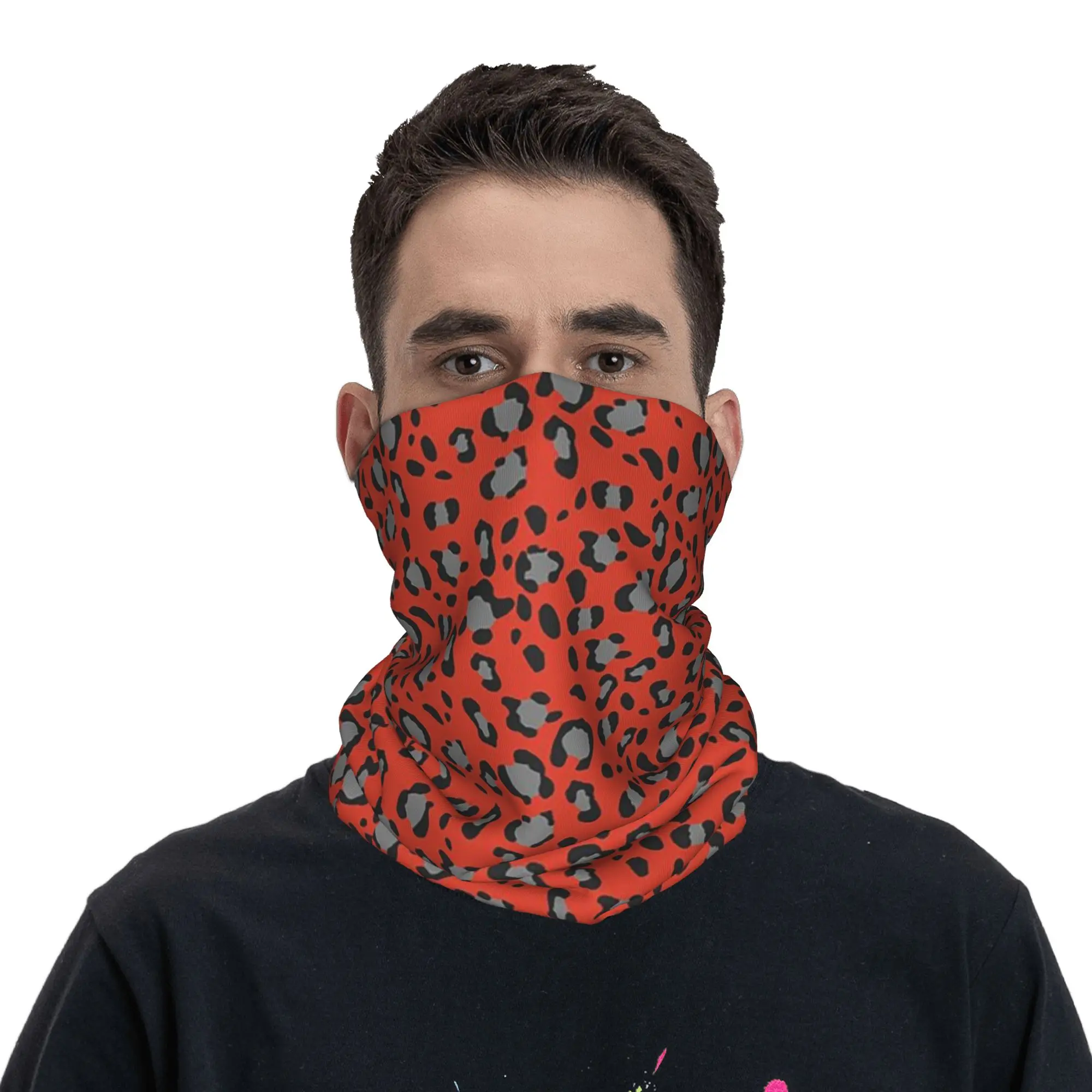 

Bold Red Leopard Animal Print Glam Bandana Neck Cover Printed Face Scarf Cycling Scarf Cycling Unisex Adult Breathable
