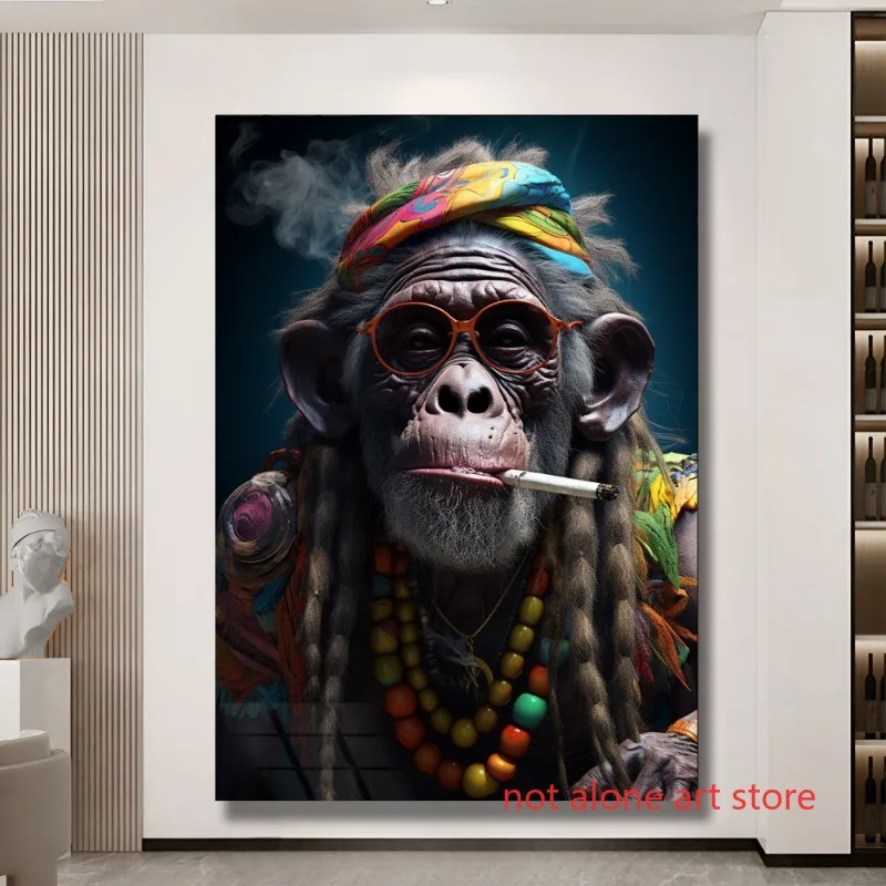 Funny Street Style Trendy Monkey Abstract Animal Gorilla Smoking Art Poster Canvas Painting Wall Prints Picture Room Home Decor