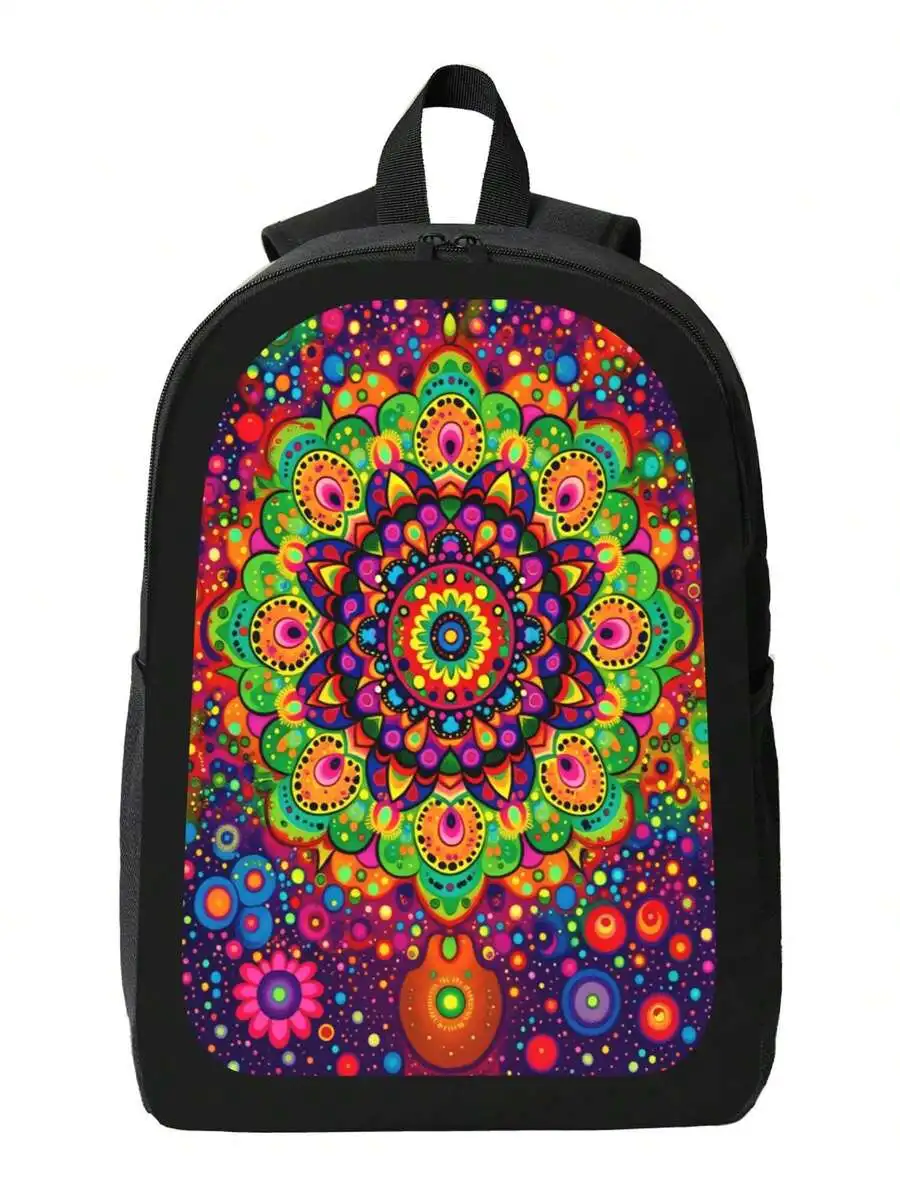

Mandala Print Backpack For Adults - Lightweight Daily Use With Adjustable Straps And Zipper Closure